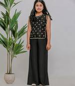 Black embroidered silk co ord set