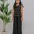 Black embroidered silk co ord set