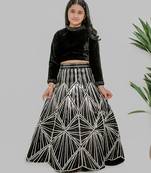 Black embroidered velvet silk lehenga choli