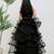 Black embroidered satin drapped gown
