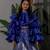 Royal blue embroidered satin lehenga choli
