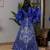 Royal blue embroidered satin lehenga choli