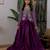 Royal purple embroidered velvet satin jacket lehenga set