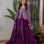 Royal purple embroidered velvet satin jacket lehenga set