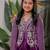Royal purple embroidered velvet satin jacket lehenga set