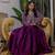 Royal purple embroidered velvet satin jacket lehenga set
