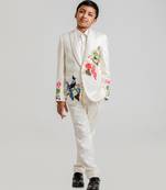 Ivory embroidered cotton tuxedo set