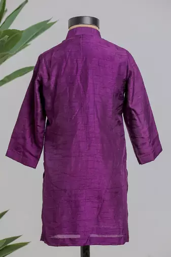 Purple embroidered silk kurta set