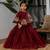 Maroon embroidered organza satin lehenga set