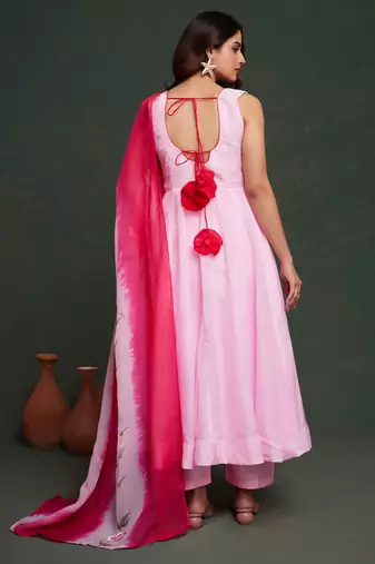 Viscos organza suit with viscose dayeble organza hand painted dupatta stiched  suit