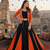 Orange Rayon Cotton Navratri Lehenga Choli with Kutchi Mirror Work Koti