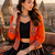 Orange Rayon Cotton Navratri Lehenga Choli with Kutchi Mirror Work Koti