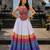 White Navratri Rayon Cotton Lehenga Choli with Gamthi Work Top