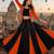 Orange Rayon Cotton Navratri Lehenga Choli with Kutchi Mirror Work Koti