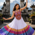 White Navratri Rayon Cotton Lehenga Choli with Gamthi Work Top