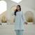 Women's aqua blue chikankari embroidered peplum kurta palazzo dupatta set