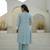 Women's aqua blue chikankari embroidered peplum kurta palazzo dupatta set