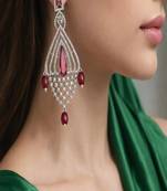 Elegance in Ruby & Silver | Art Deco Statement Chandelier Earrings