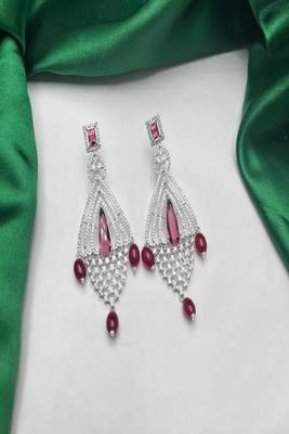 Elegance in Ruby & Silver | Art Deco Statement Chandelier Earrings 2