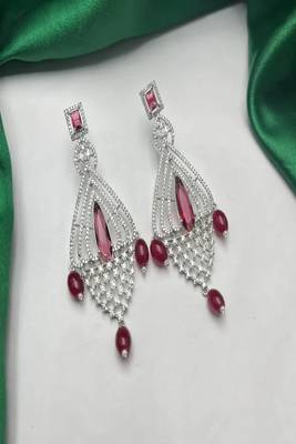 Elegance in Ruby & Silver | Art Deco Statement Chandelier Earrings 3