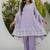 Women's lavender chikankari embroidered peplum kurta palazzo dupatta set