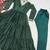 Green flared anarkali gown with golden stripes & dupatta