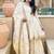 Women's off white zari stripe peplum kurta palazzo set with dupatta