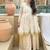 Women's off white zari stripe peplum kurta palazzo set with dupatta
