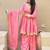 Women's pink zari stripe peplum kurta palazzo set with dupatta