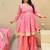 Women's pink zari stripe peplum kurta palazzo set with dupatta