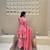Women's pink zari stripe peplum kurta palazzo set with dupatta