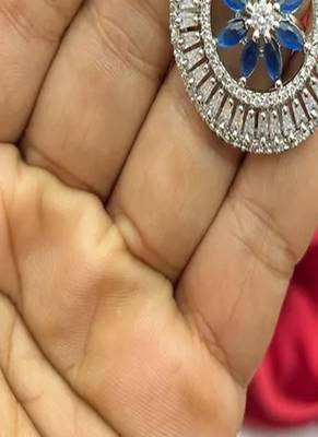 Sapphire Blue Floral Art Deco Ring, Cubic Zirconia Statement Cocktail 3
