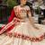 Cream Rayon Cotton Navratri Lehenga Choli with Gamthi Work & Red Dupatta