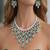 Emerald Pear Cut Choker Necklace Earring Set, Silver Finish Statement Jewelry
