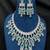 Emerald Pear Cut Choker Necklace Earring Set, Silver Finish Statement Jewelry