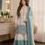 Blue&white georgette readymade suit with embroidery thread work