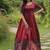 Maroon silk blend free size stitched anarkali gown with weaving work