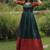 green banarasi silk free size stitched anarkali gown with weaving work
