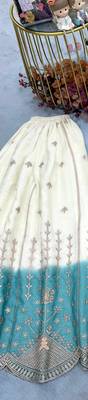 Blue&white georgette readymade suit with embroidery thread work 3