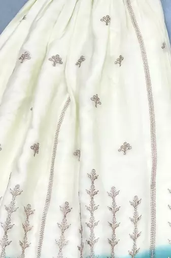 Blue&white georgette readymade suit with embroidery thread work