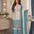 Blue&white georgette readymade suit with embroidery thread work