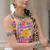 White satin free size stitched navratri top with kutchi gamthi embroidery & mirror work