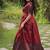 Maroon silk blend free size stitched anarkali gown with weaving work