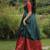 green banarasi silk free size stitched anarkali gown with weaving work