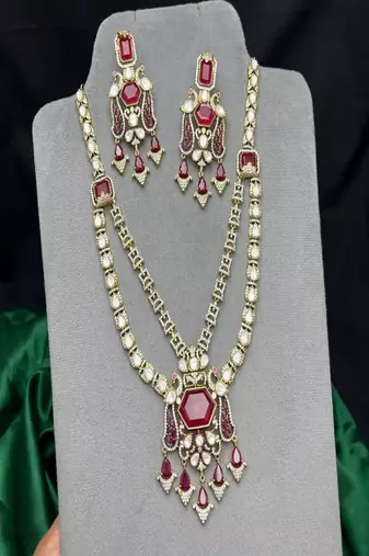 Bridal Ruby Emerald Necklace Set: Sabyasachi Inspired Royal Indian Haram, Bollywood Jewelry