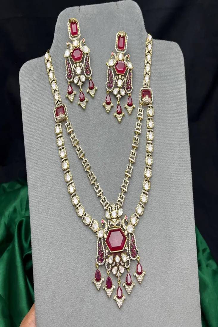 Bridal Ruby Emerald Necklace Set: Sabyasachi Inspired Royal Indian Haram, Bollywood Jewelry