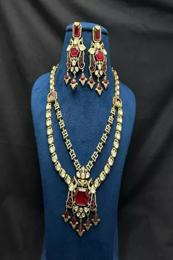 Bridal Ruby Emerald Necklace Set: Sabyasachi Inspired Royal Indian Haram, Bollywood Jewelry