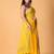 Yellow handblock printed saree with blouse