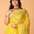 Yellow handblock printed saree with blouse