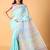Sky blue handblock printed saree with blouse